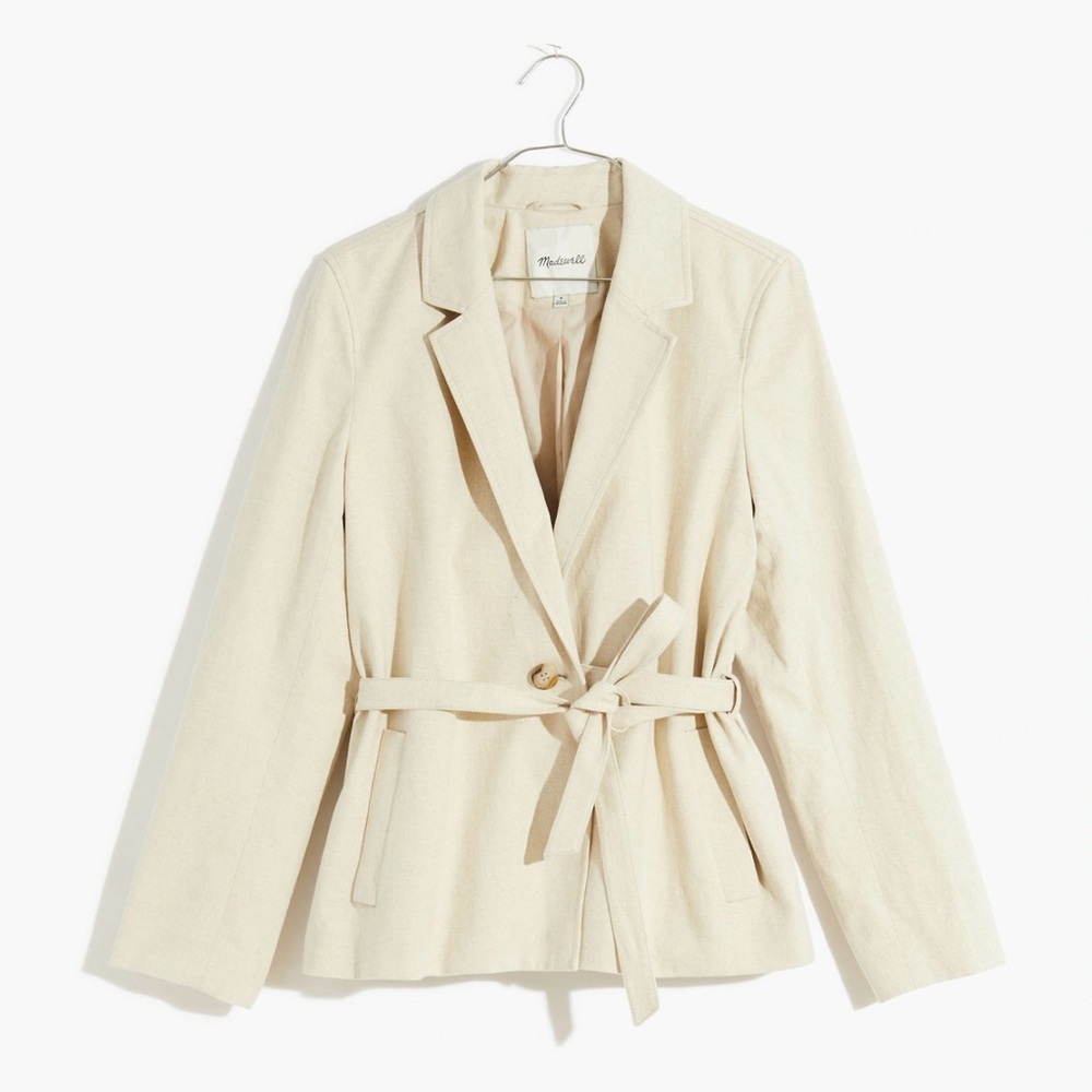 Madewell Cotton-Linen Belted Blazer XS